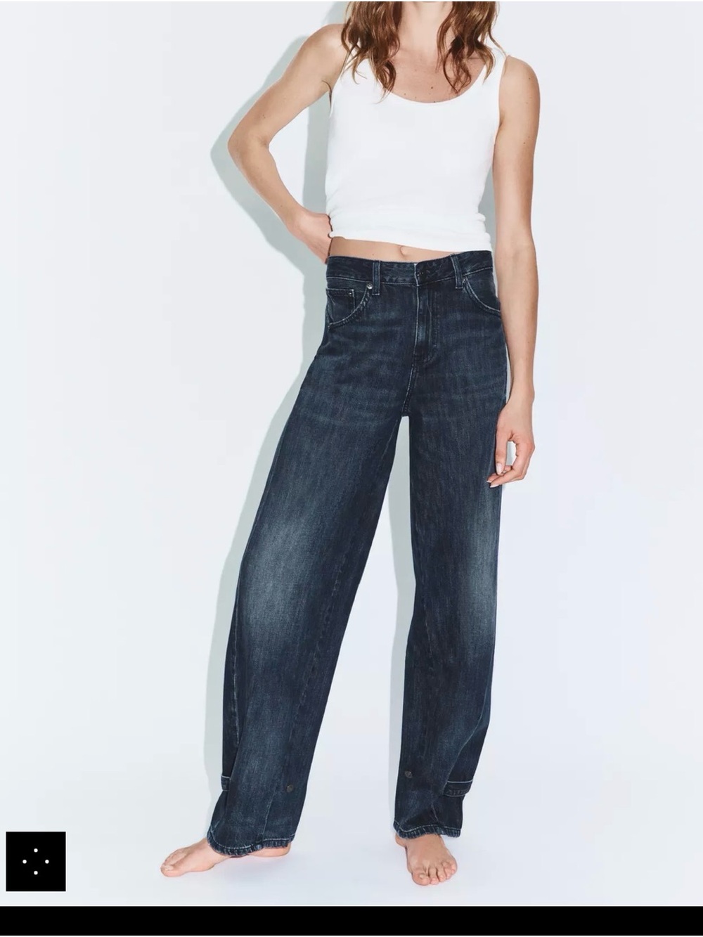 Zara Dark Blue Wide-Leg Jeans